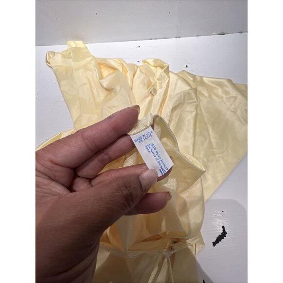 Vintage Jolie Two Womens yellow Lounge Robe Size L Floral Embroidered Button-Up - Picture 7 of 9